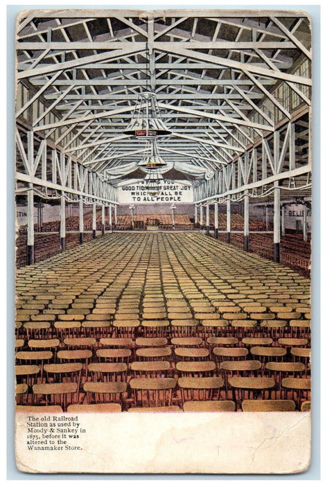 1908 The Old Railroad Station used By Moody & Sankey New York City NY Postcard