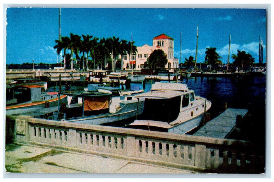 c1950's Bradenton Florida FL, On The Mile Wide Manatee River Boat Postcard