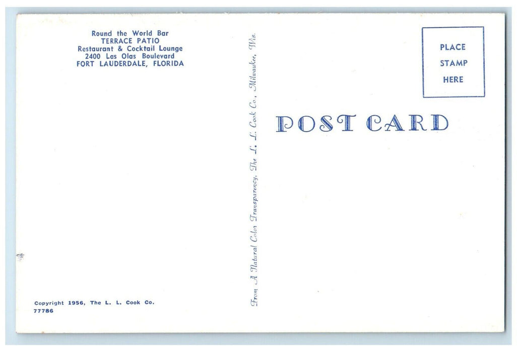 c1950's Terrace Patio Restaurant & Cocktail Lounge Fort Lauderdale FL Postcard