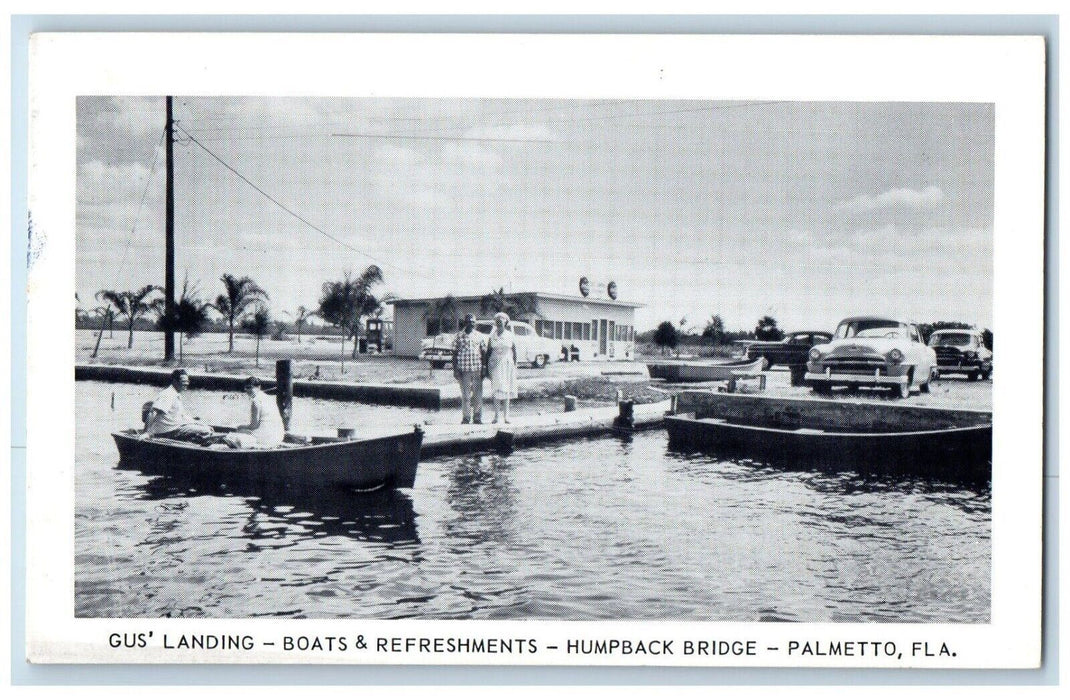 Gus Landing Boats & Refreshments Humpback Bridge Palmetto Florida FL Postcard