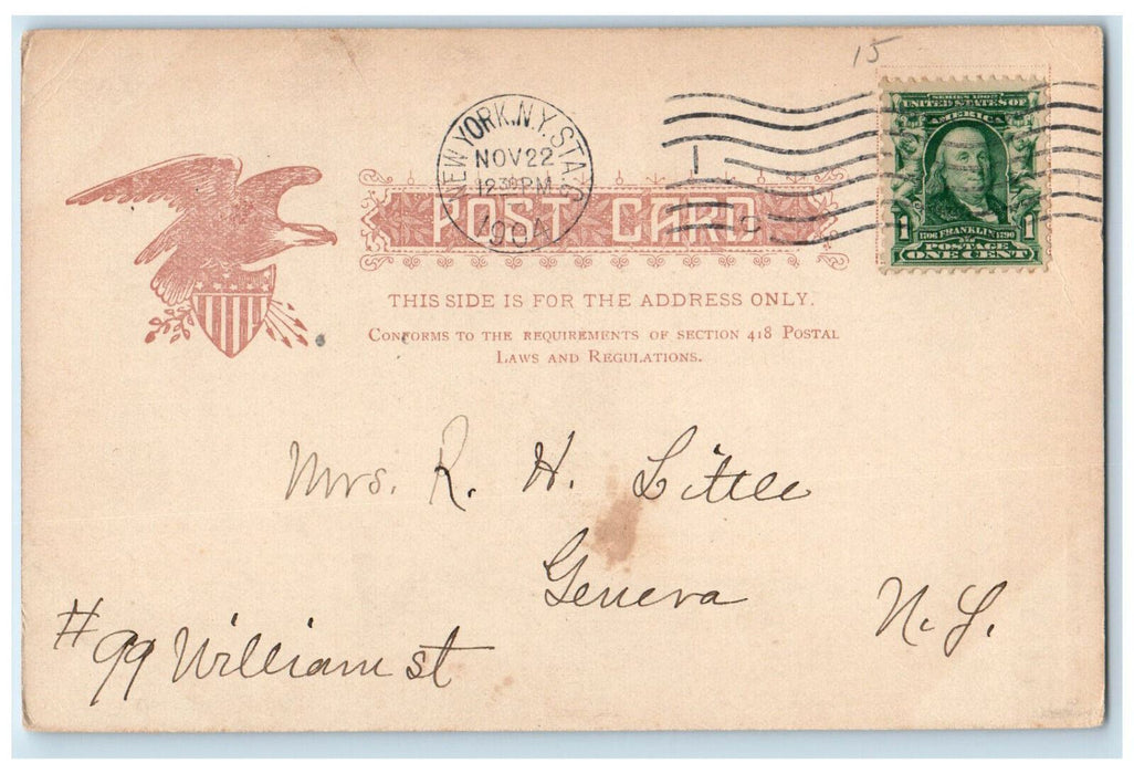1904 Horse Carriage New Custom House Bowling Green New York NY Postcard