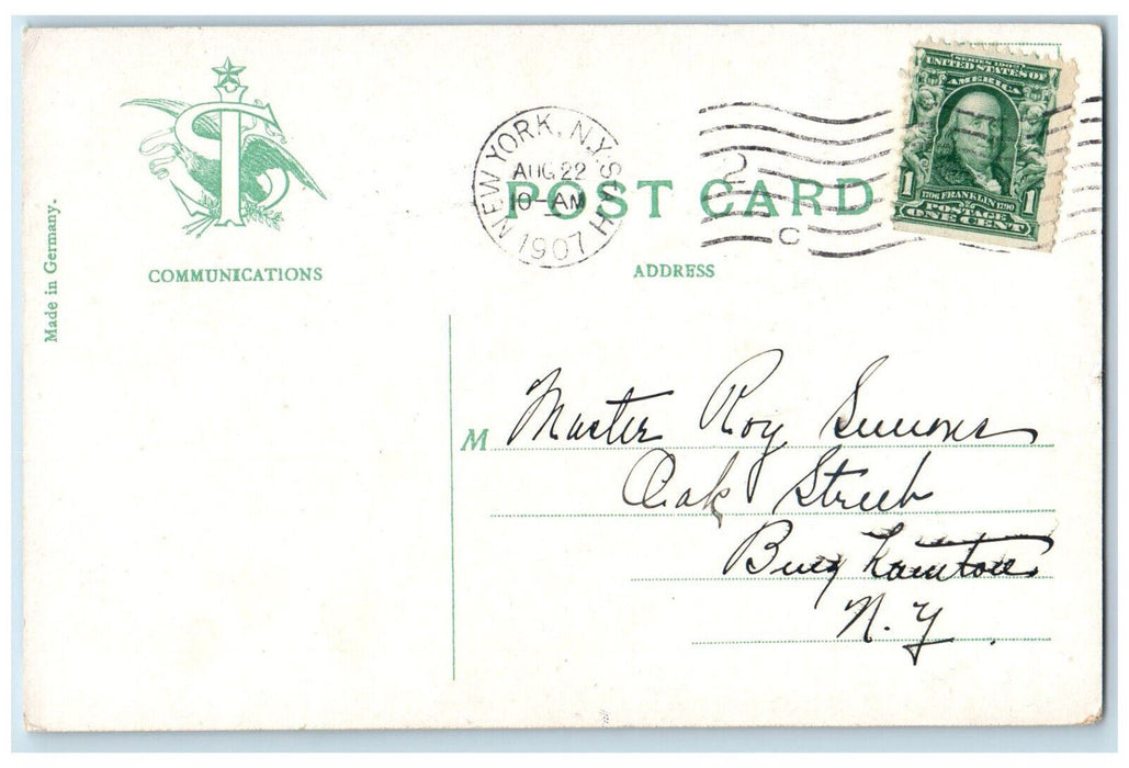 1907 Municipal Ferry Boat City of New York NY Posted Antique Postcard