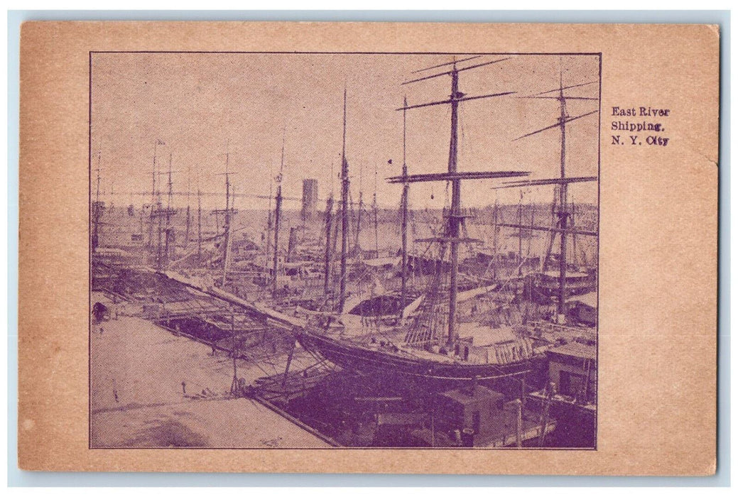 c1910 East River Shipping New York City New York NY Antique Posted Postcard