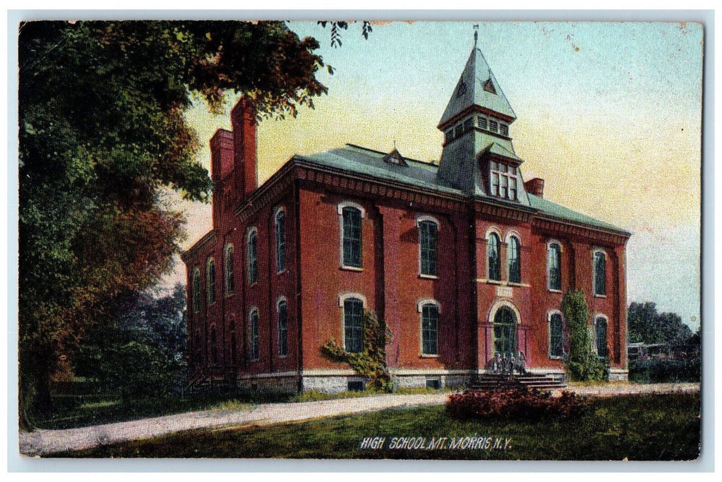 1908 High School Mount Morris New York NY Hunt NY Antique Posted Postcard