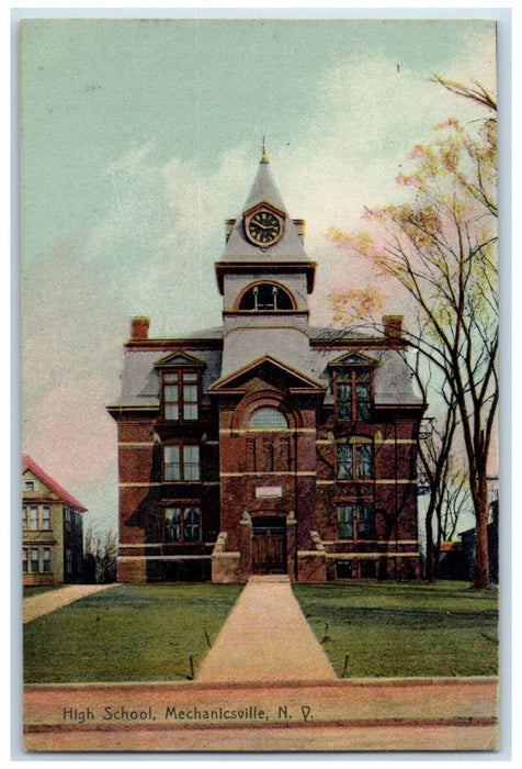 c1910 High School Mechanicville New York NY Antique Posted PJ Shea Postcard