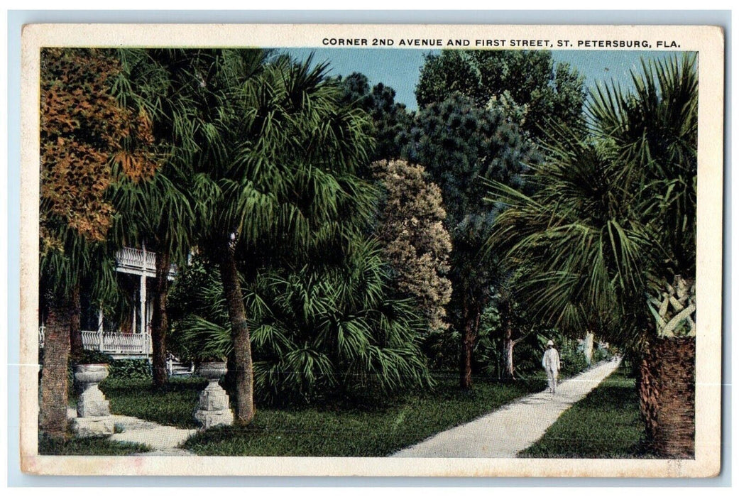 c1910's Corner 2nd Avenue And First Street St. Petersburg Florida FL Postcard