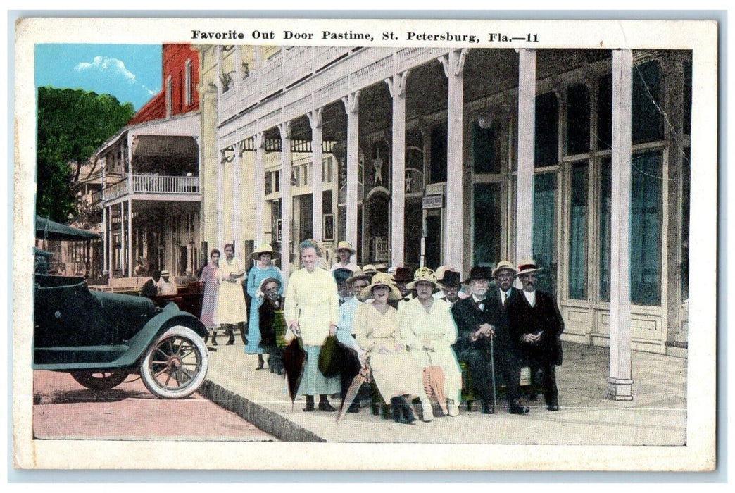 c1910's Favorite Out Door Pastime Car St. Petersburg Florida FL Antique Postcard