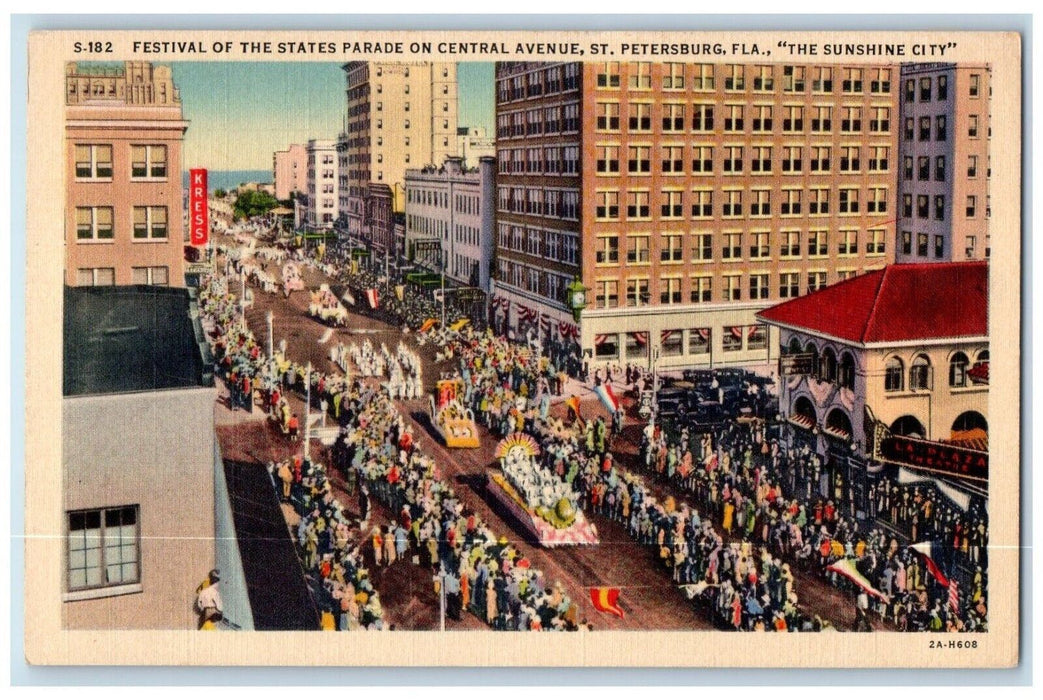 Festival Of The State Parade Central Avenue St. Petersburg Florida FL Postcard