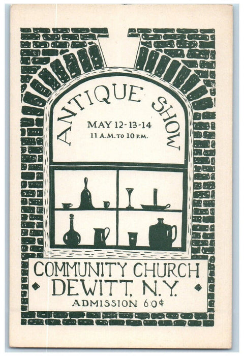 c1910's Antique Show Community Church Dewitt New York NY Antique Posted Postcard
