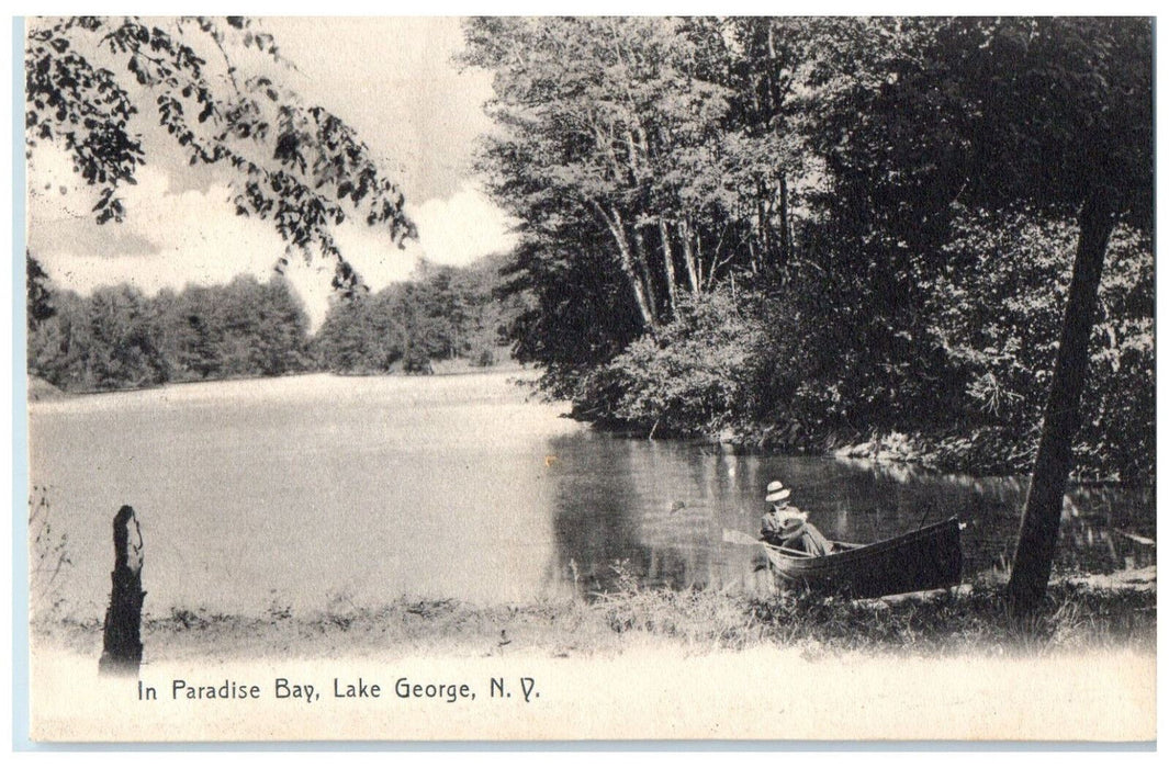 1907 Boat Canoe In Paradise Bay Lake George New York NY Antique Postcard