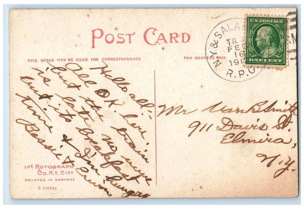 1912 Convent & St. Mary's Catholic Church Corning New York NY Rotograph Postcard