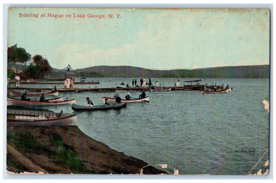 c1910 Boating at Hague on Lake George New York NY Posted Antique Postcard
