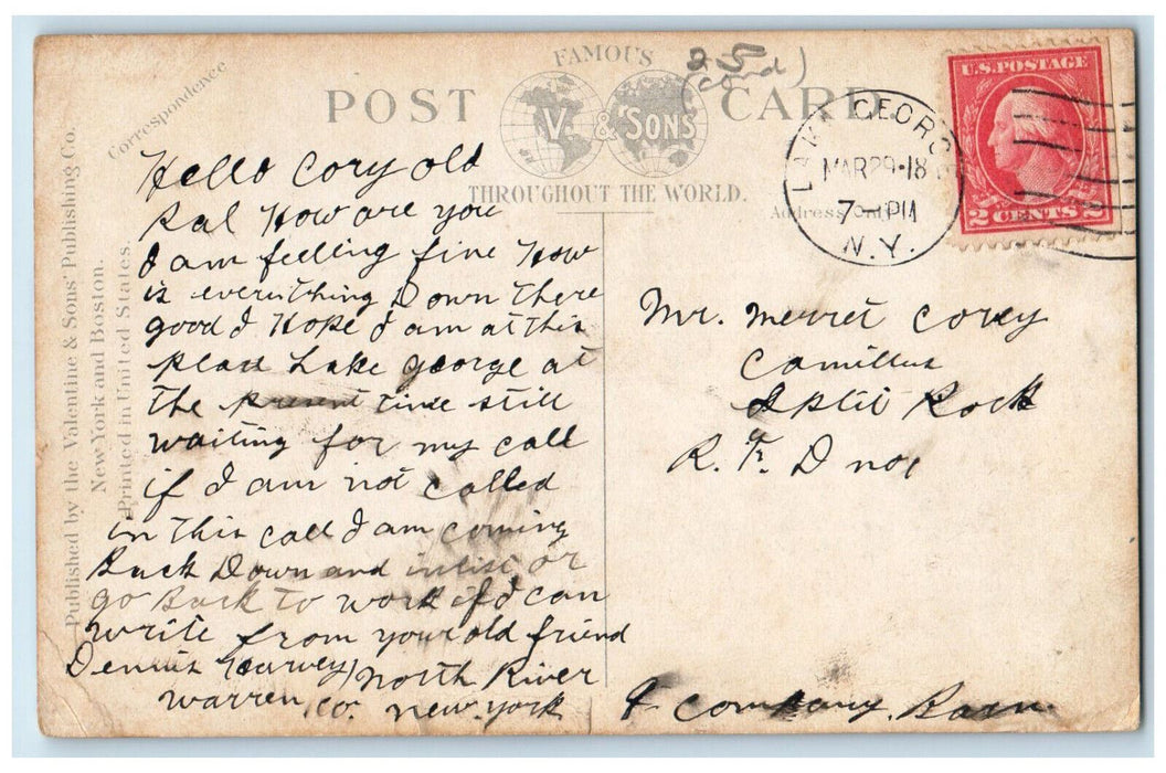 c1910 Boating at Hague on Lake George New York NY Posted Antique Postcard