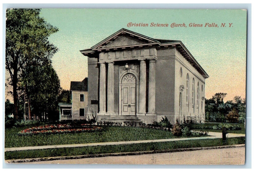c1910's Christian Science Church Glens Falls New York NY Antique Postcard