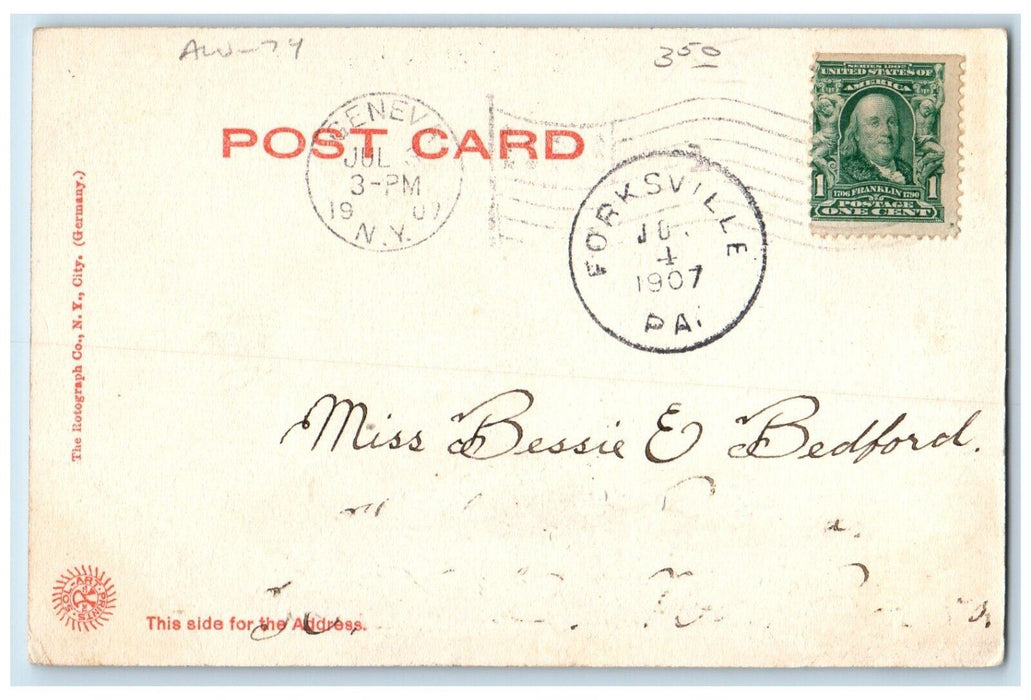 1907 Y. M. C. A. Building Street View Horse Carriage Geneva New York NY Postcard