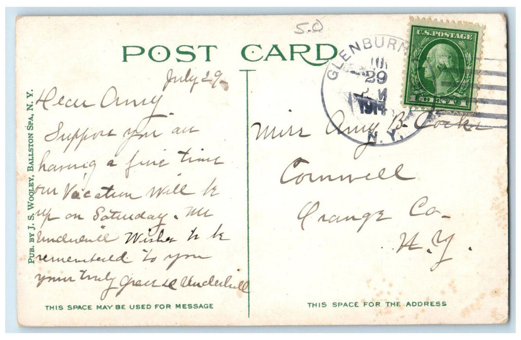1914 Steamboat Landing at Glenburnie on Lake George NY Posted Postcard