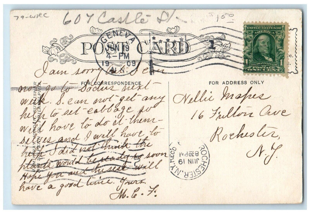 1909 Chapel And Library Finger Lakes Geneva New York NY Posted Antique Postcard