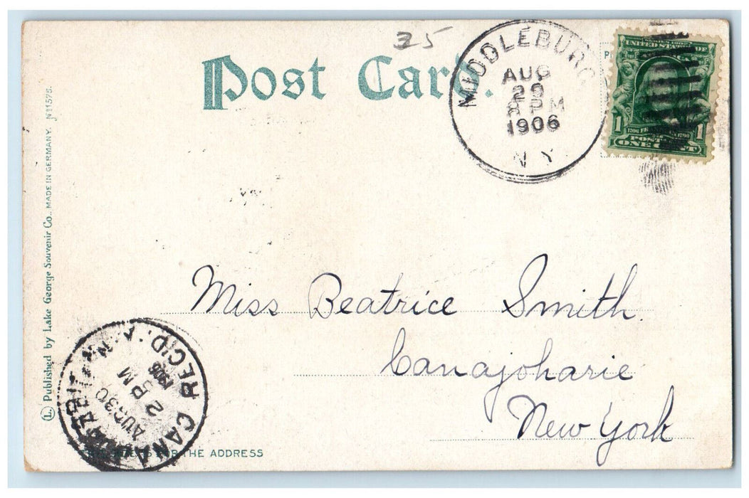 1906 Boat Scene Paradise Bay Lake George NY Lake George Souvenir Co Postcard