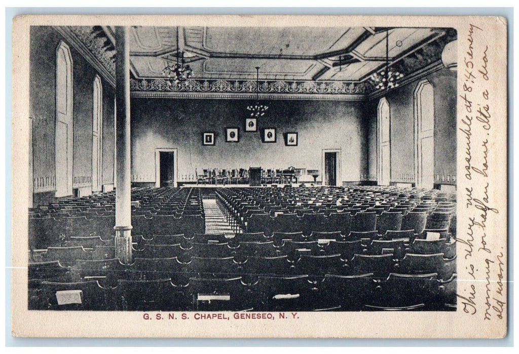 1910 G. S. N. Chapel Interior View Geneseo New York NY Posted Antique Postcard