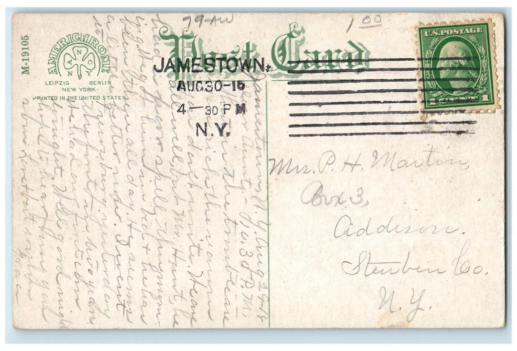 1916 United Brethern Church Street View Frewsburg New York NY Antique Postcard