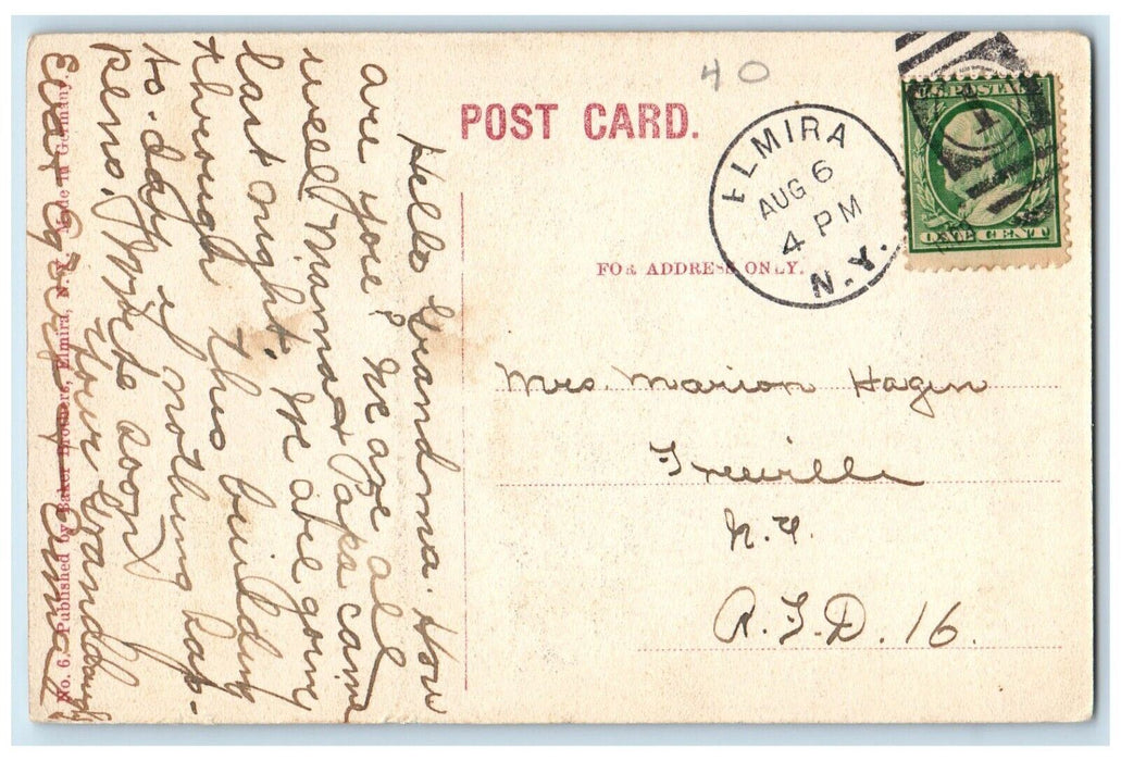 c1910's Womens Federation Building Elmira New York NY Posted Antique Postcard