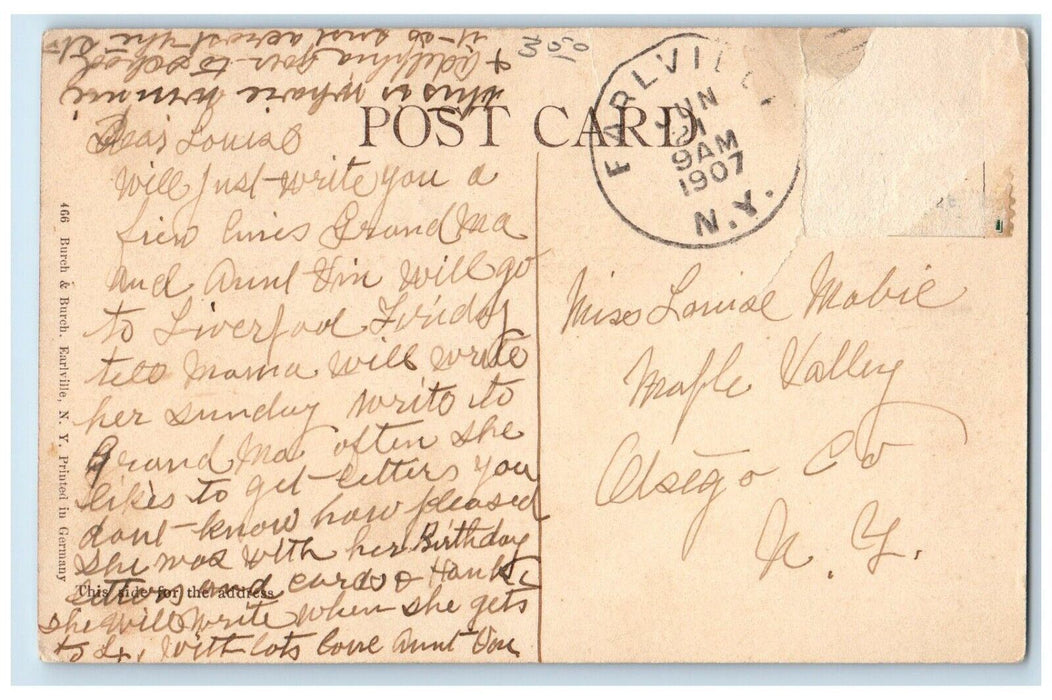 1907 Front View Of High School Building Earlville New York NY Antique Postcard