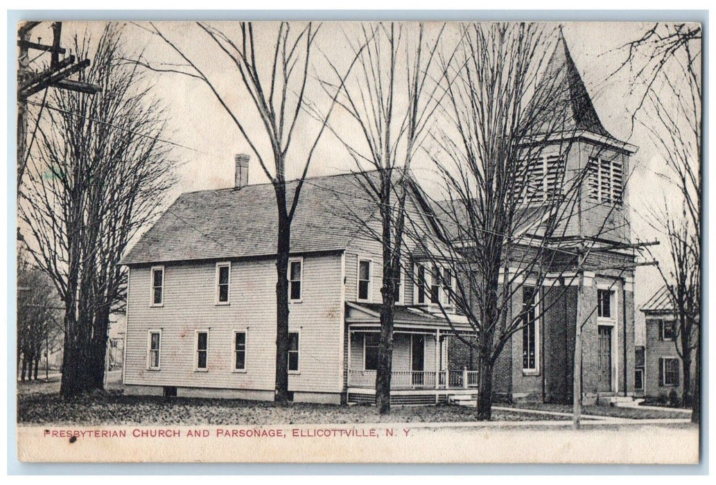1908 Presbyterian Church And Parsonage Ellicottville New York NY Postcard