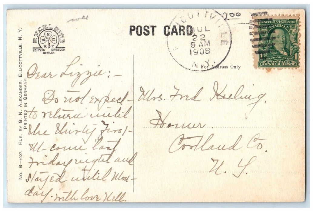1908 Presbyterian Church And Parsonage Ellicottville New York NY Postcard