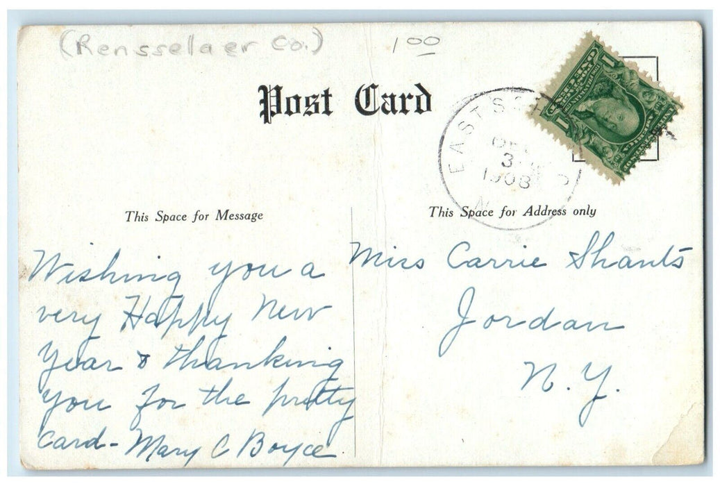 1908 Lutheran Church Rensselaer County East Schodack New York NY Posted Postcard