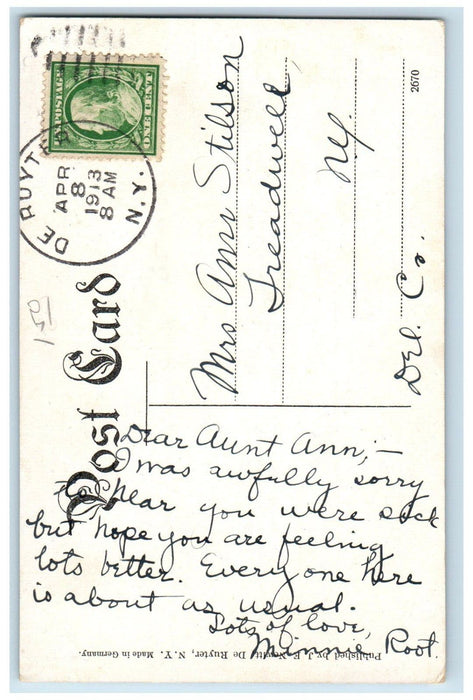 1913 High School Building Campus De Ruyter New York NY Posted Antique Postcard