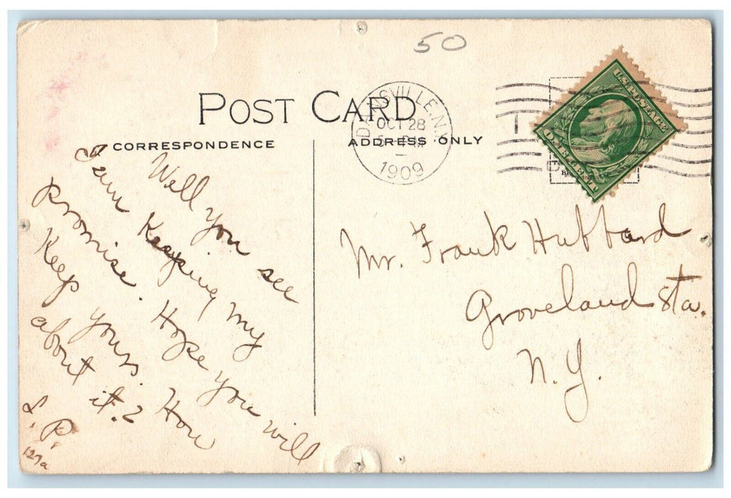1909 Hyland House Building Scene Street Dansville New York NY Antique Postcard