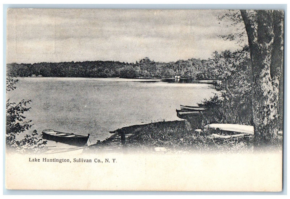 1909 Boat and River Scene Lake Huntington Sullivan Co. New York NY Postcard