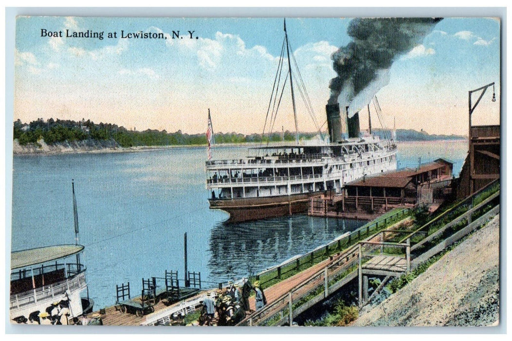 1914 Steamer Smoke Boat Landing Lewiston New York NY Posted Postcard