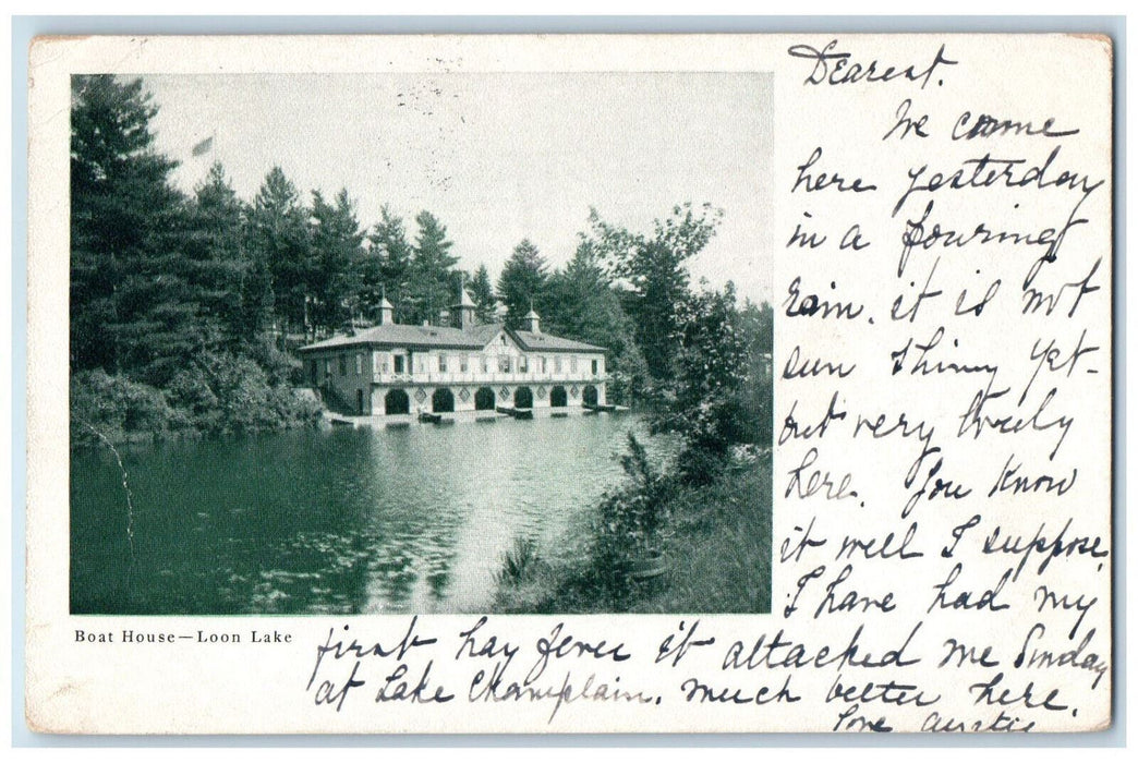 1905 River View Boat House Loon Lake New York NY Antique Posted Postcard