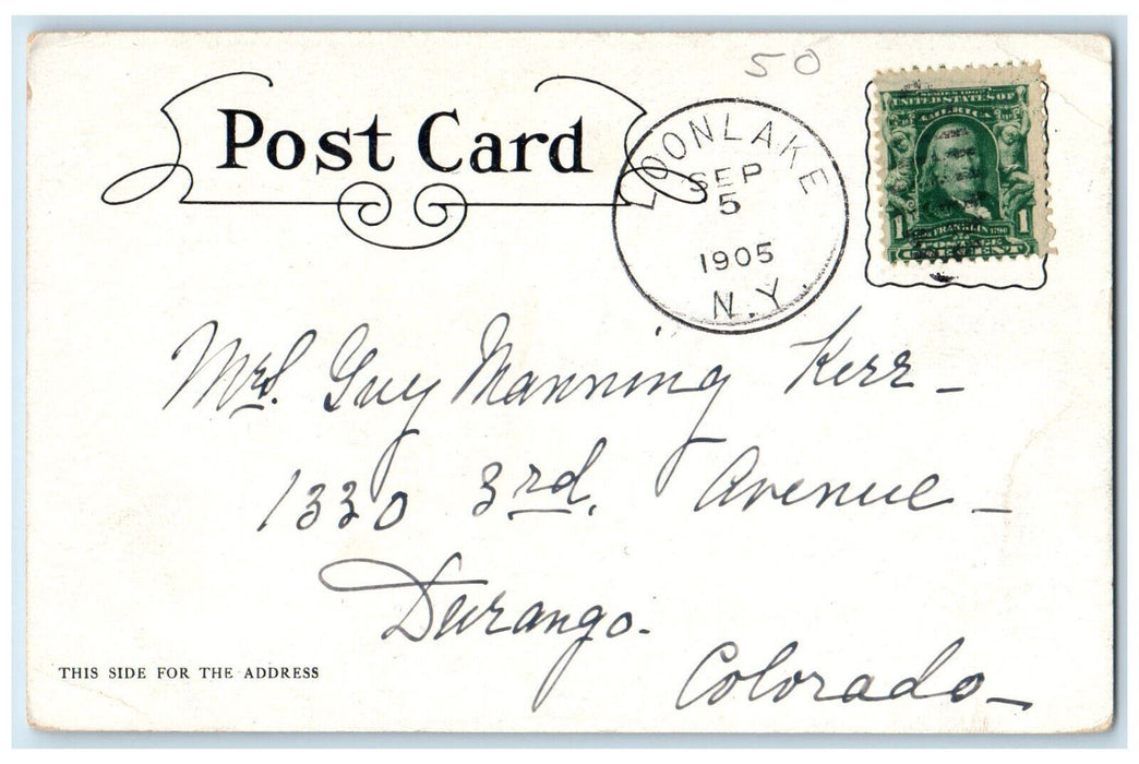 1905 River View Boat House Loon Lake New York NY Antique Posted Postcard