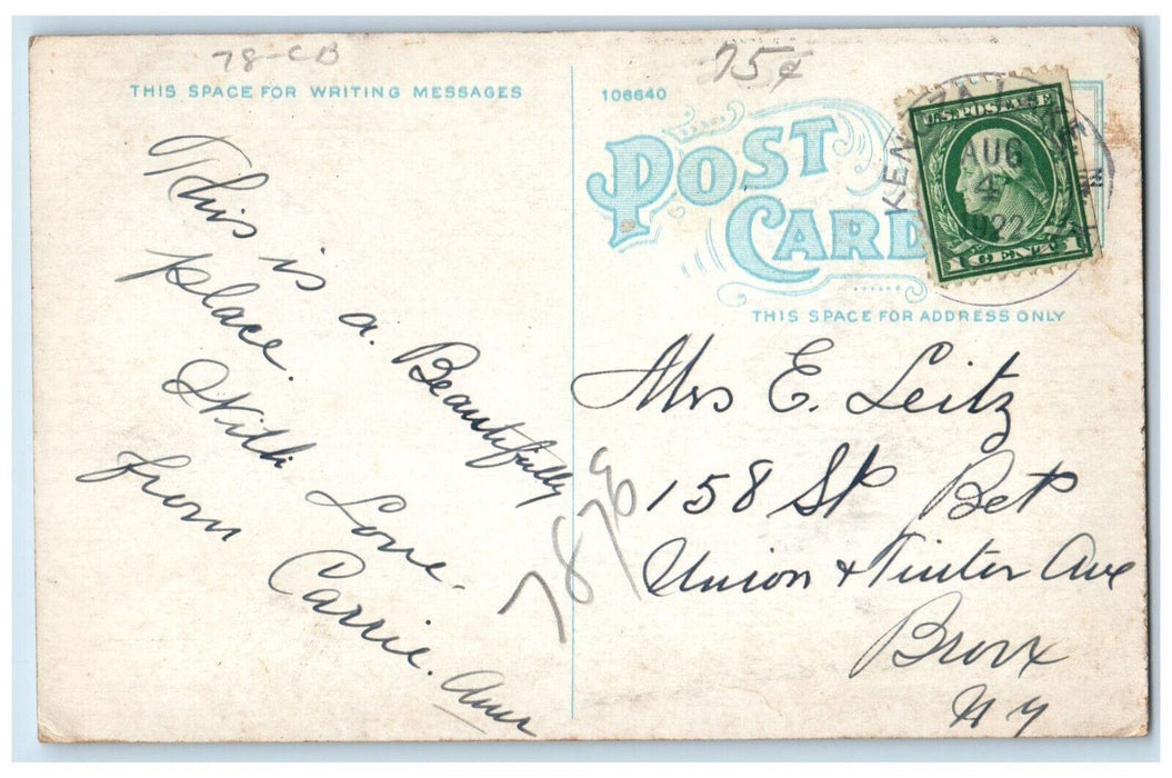 1922 Horse Carrying Barn Greetings from Kenoza Lake New York NY Postcard