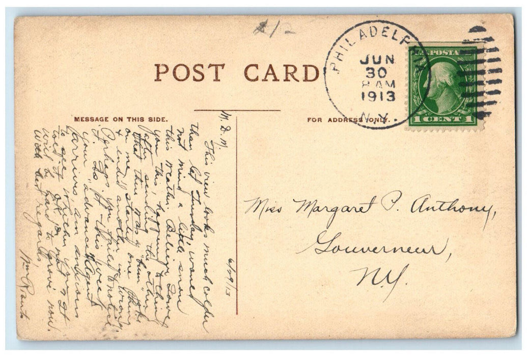 1913 Baptist Church and Parsonage Philadelphia New York NY Antique Postcard