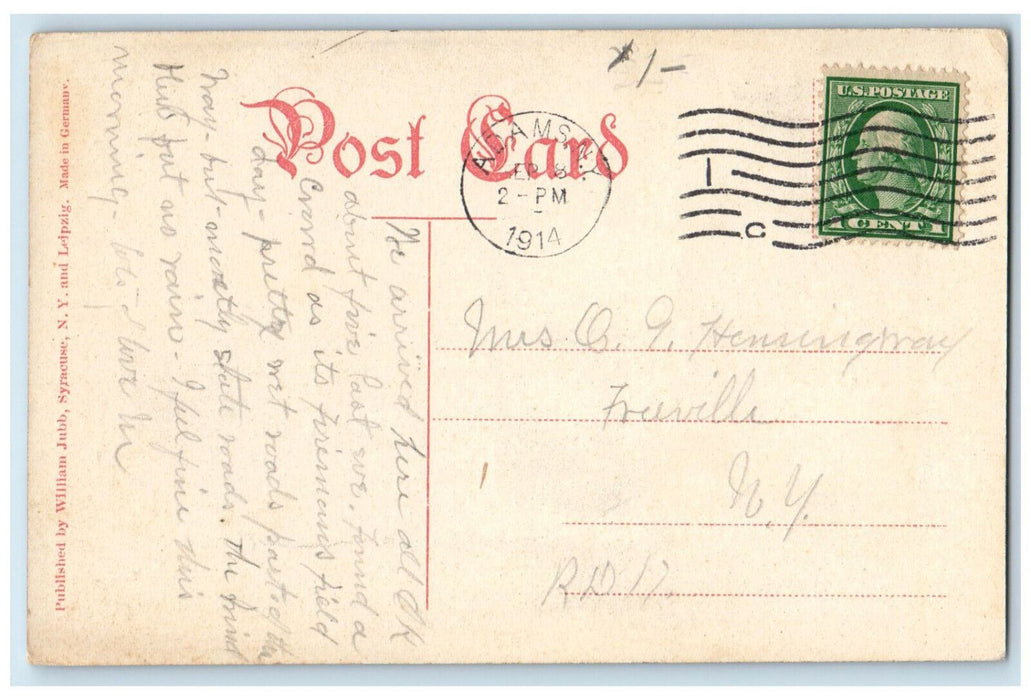 1914 Baptist Church Adams New York NY Posted Antique William Jubb Postcard