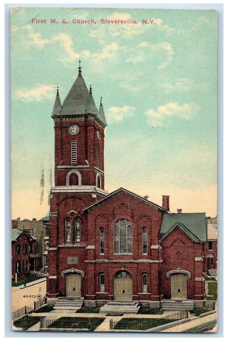 1918 View Of First M. E. Church Gloversville New York NY Posted Antique Postcard