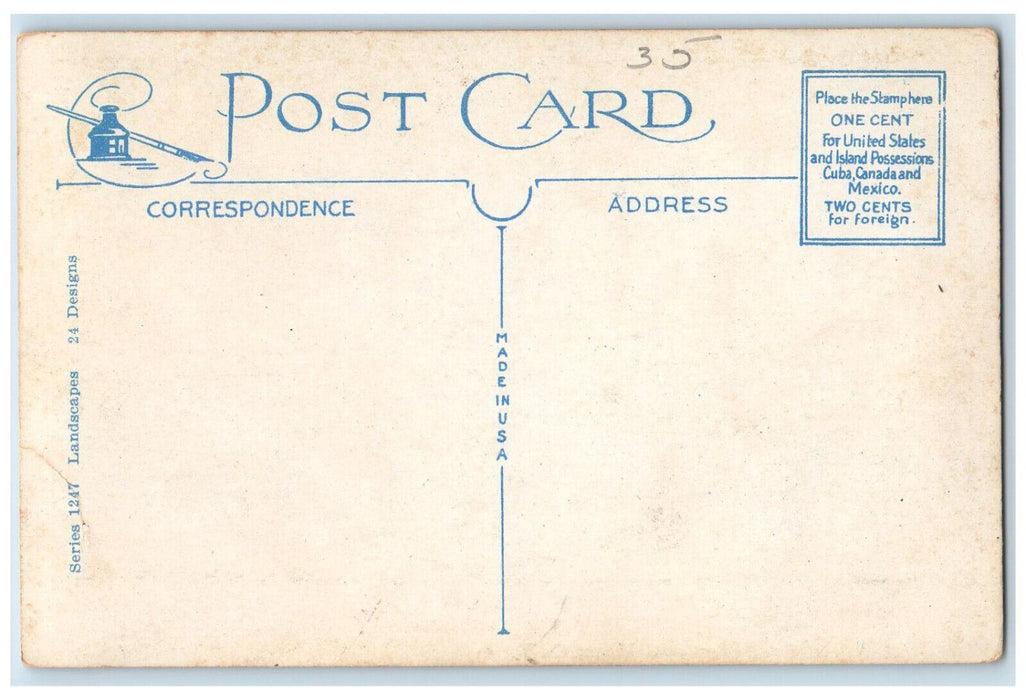1932 Moonlight Greetings from Pierrepont Manor New York NY Unposted Postcard