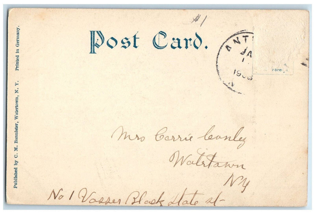 c1905 Congregational Church Antwerp New York NY Antique Posted Postcard