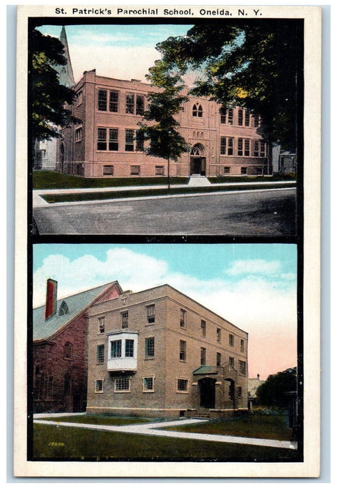 c1910 Multiview, St. Patrick's Parochial School Oneida New York NY Postcard
