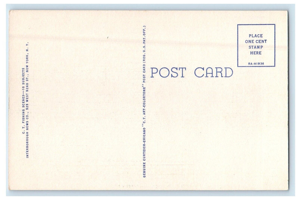 c1930's Greetings From Hancock MD, Landing A Big One Boy Catched Fish Postcard