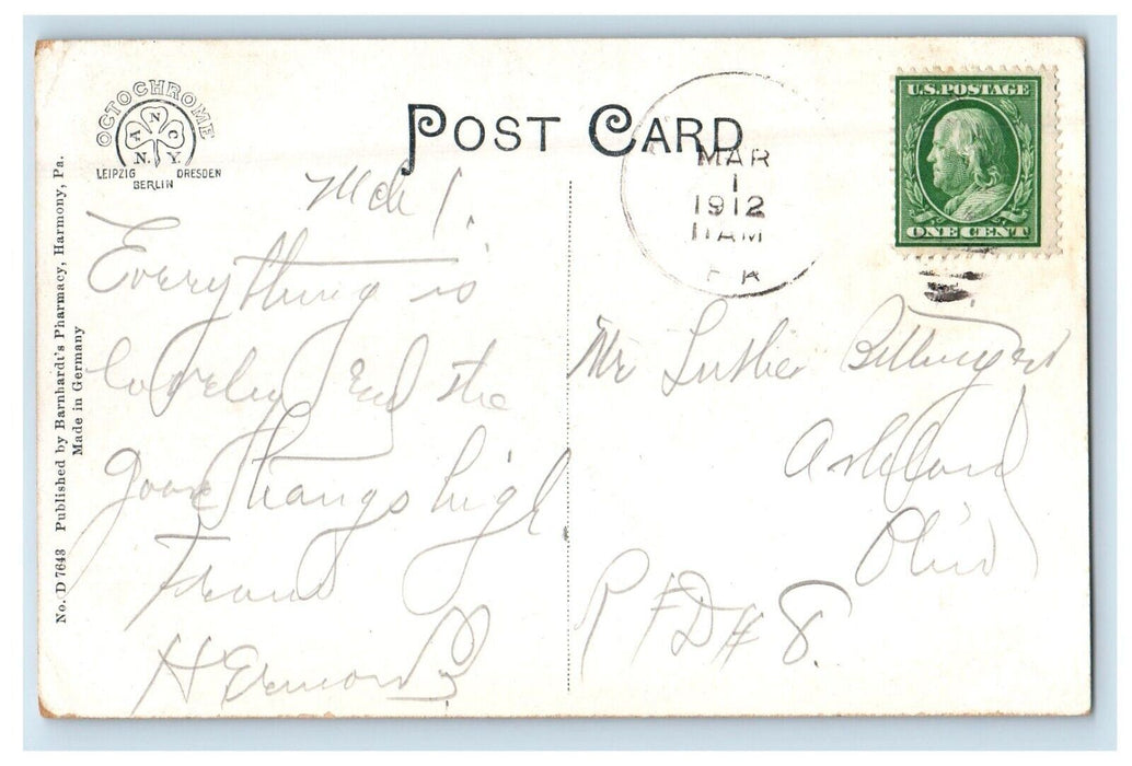 1912 P. H. B. And N. C. Ry Bridge Railroad Train Ellwood Junction PA Postcard