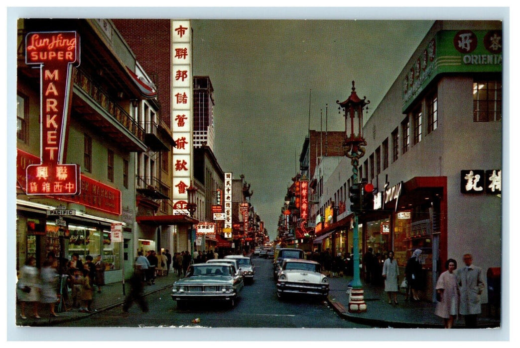 c1960 San Francisco Chinatown Cars Burlingame California CA Vintage Postcard