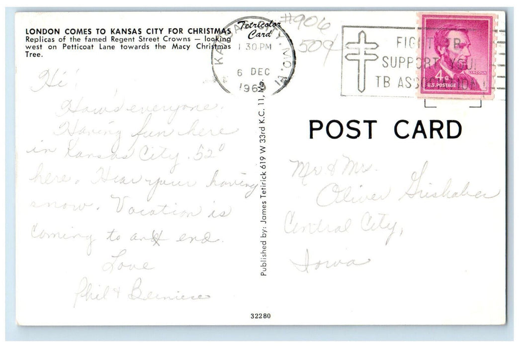 1963 Replicas of famed Regent Street Crowns, Missouri MO Posted Postcard