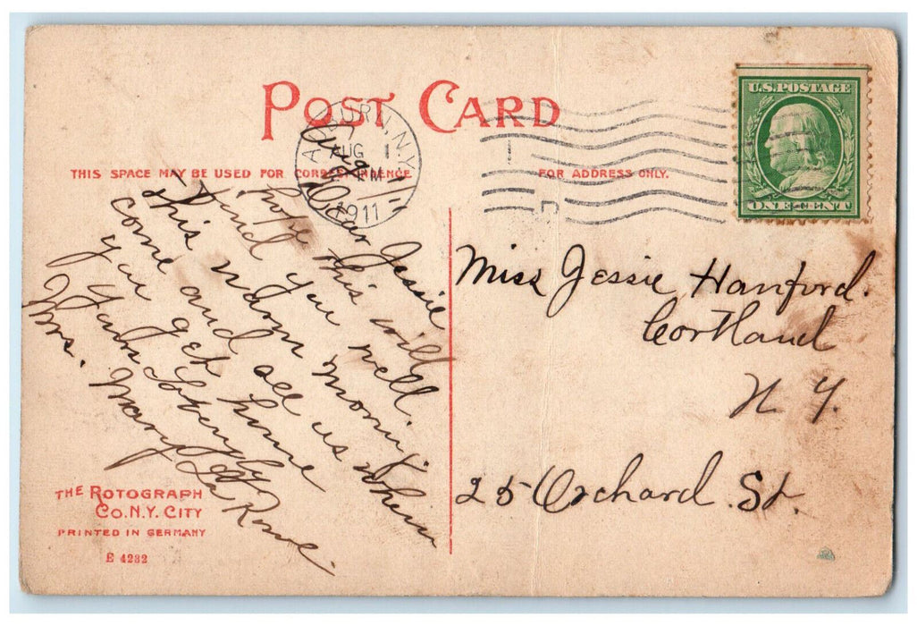 1911 First Baptist Church, Oneida New York NY The Rotograph Co. Postcard