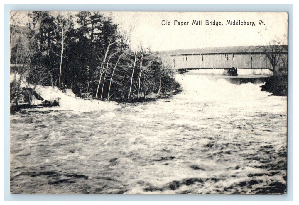 1908 Old Paper Mill Bridge River Middlebury Vermont VT Vintage Posted Postcard