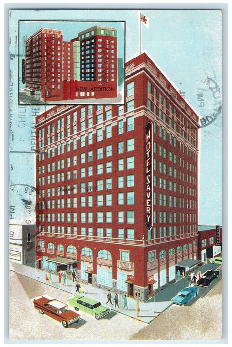 1966 Entrance View of The Savery Des Moines Iowa IA Vintage Posted Postcard