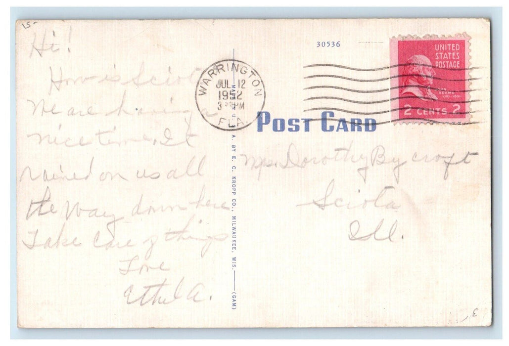 1952 Girl Undressed Running Brown Bear Funny Humor Comic Antique Postcard